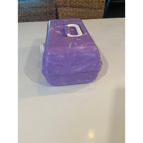 Vintage Purple Marbled Plastic Carry Case With Handle & Latch Closure - Picture 4 of 12